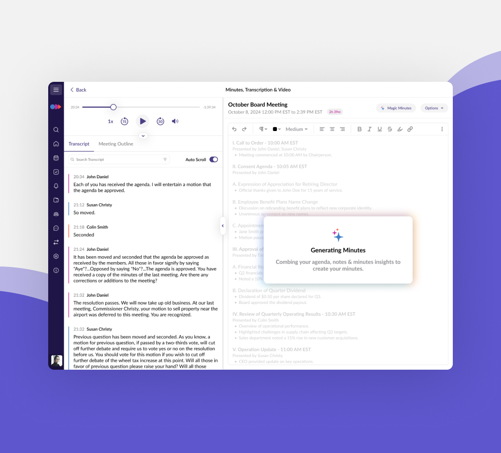 Automated Minutes Screenshot
